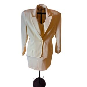 Hugo Buscati Collection Blazer Dress Set‎ Yellow Sleeveless V-Neck Skirt Size 12